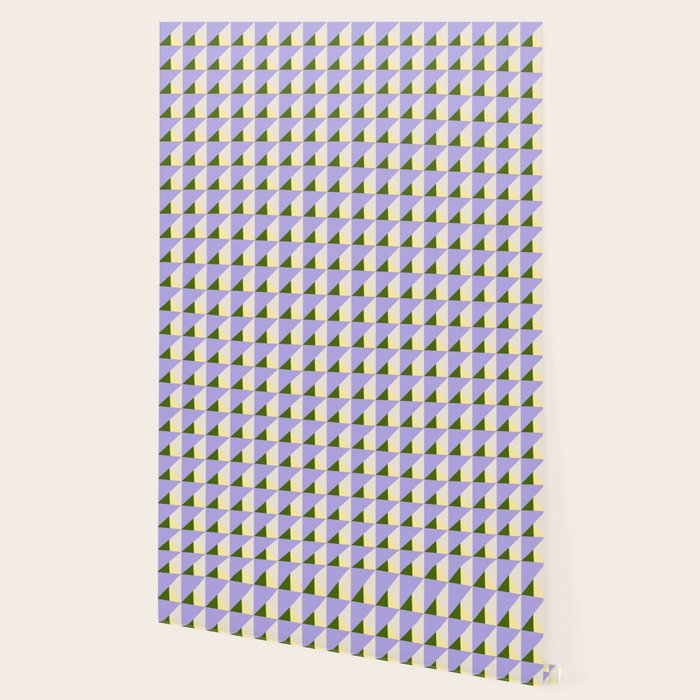 Lavender Triangle Pattern  Calm Geometric Abstract in Cream yellow and Olive Green Wallpaper Gallery Image 2