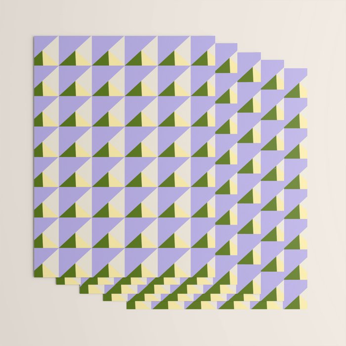 Lavender Triangle Pattern  Calm Geometric Abstract in Cream yellow and Olive Green Wrapping Paper Gallery Image 3