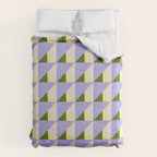 Lavender Triangle Pattern  Calm Geometric Abstract in Cream yellow and Olive Green Comforter Gallery Image 6