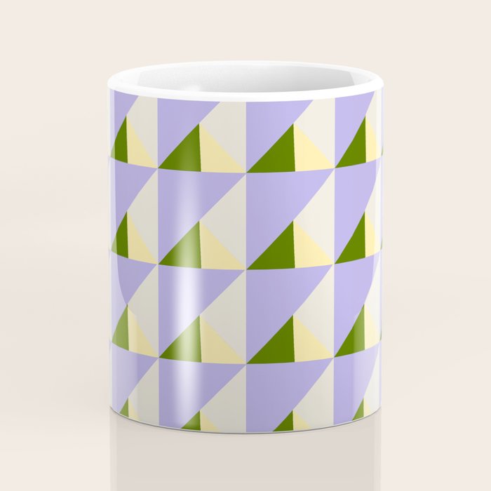 Lavender Triangle Pattern  Calm Geometric Abstract in Cream yellow and Olive Green Coffee Mug Gallery Image 4
