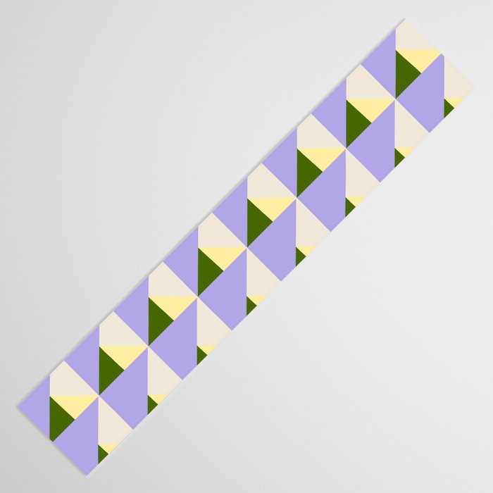 Lavender Triangle Pattern  Calm Geometric Abstract in Cream yellow and Olive Green Table Runner Gallery Image 3