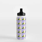 Lavender Triangle Pattern  Calm Geometric Abstract in Cream yellow and Olive Green Water Bottle Gallery Image 2