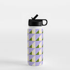 Lavender Triangle Pattern  Calm Geometric Abstract in Cream yellow and Olive Green Water Bottle Gallery Image 1