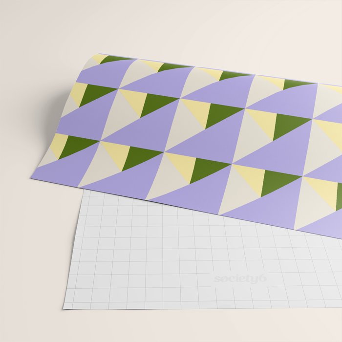 Lavender Triangle Pattern  Calm Geometric Abstract in Cream yellow and Olive Green Wrapping Paper Gallery Image 2