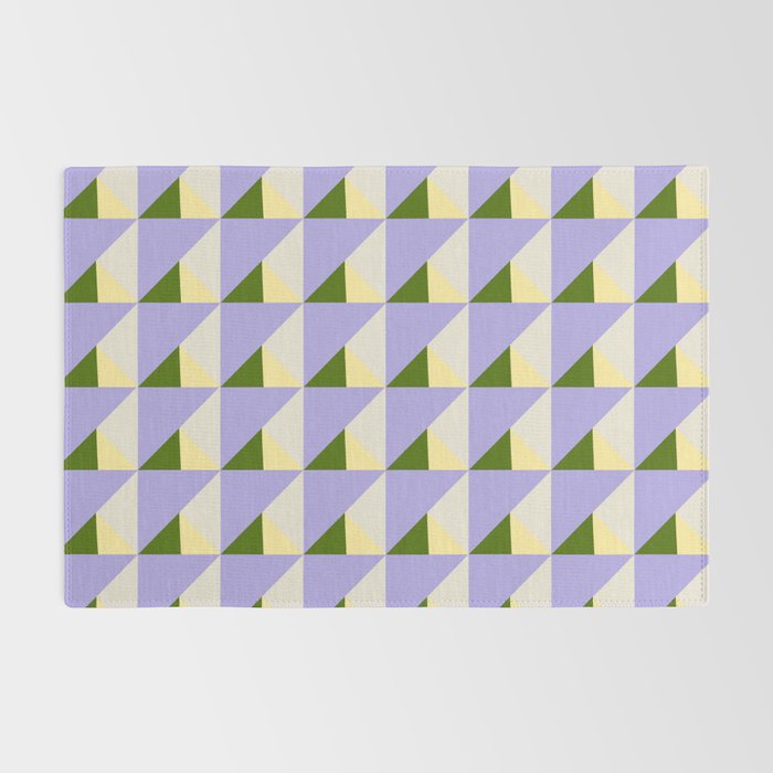 Lavender Triangle Pattern  Calm Geometric Abstract in Cream yellow and Olive Green Rug Gallery Image 2