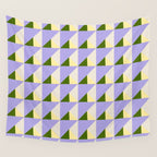 Lavender Triangle Pattern  Calm Geometric Abstract in Cream yellow and Olive Green Wall Tapestry Gallery Image 4