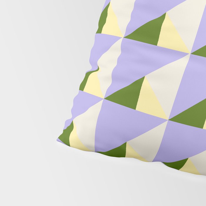 Lavender Triangle Pattern  Calm Geometric Abstract in Cream yellow and Olive Green Pillow Sham Gallery Image 4