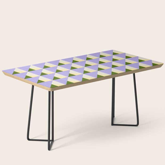 Lavender Triangle Pattern  Calm Geometric Abstract in Cream yellow and Olive Green Coffee Table Gallery Image 1