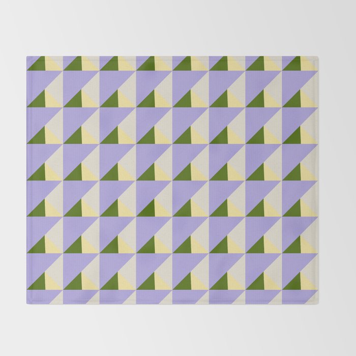 Lavender Triangle Pattern  Calm Geometric Abstract in Cream yellow and Olive Green Throw Blanket Gallery Image 2