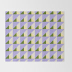 Lavender Triangle Pattern  Calm Geometric Abstract in Cream yellow and Olive Green Throw Blanket Gallery Image 2