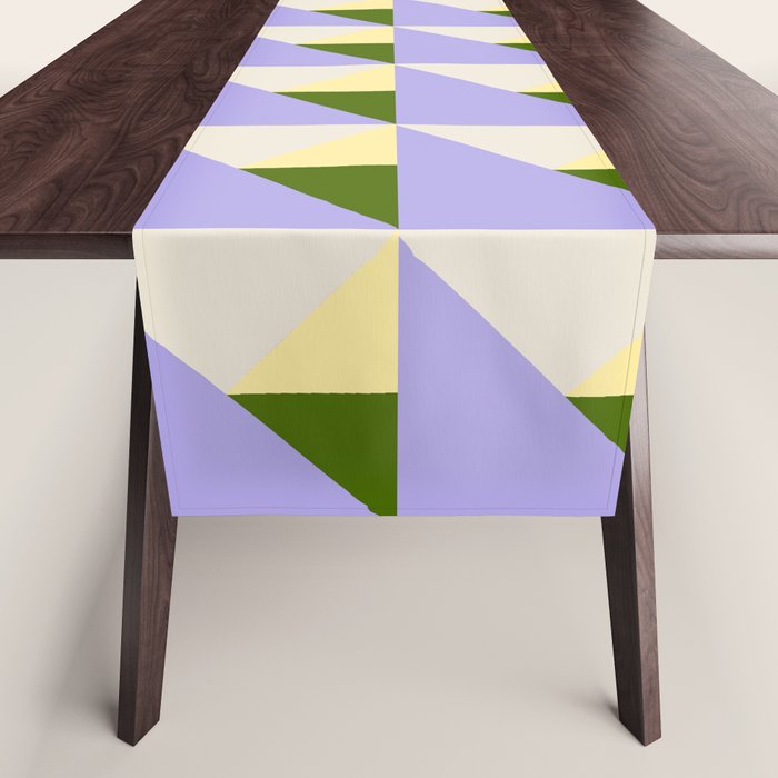 Lavender Triangle Pattern  Calm Geometric Abstract in Cream yellow and Olive Green Table Runner Gallery Image 1