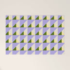 Lavender Triangle Pattern  Calm Geometric Abstract in Cream yellow and Olive Green Welcome Mat Gallery Image 1