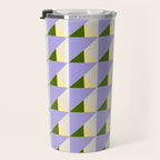 Lavender Triangle Pattern  Calm Geometric Abstract in Cream yellow and Olive Green Travel Mug Gallery Image 3