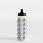 Lavender Triangle Pattern  Calm Geometric Abstract in Cream yellow and Olive Green Water Bottle Gallery Image 3