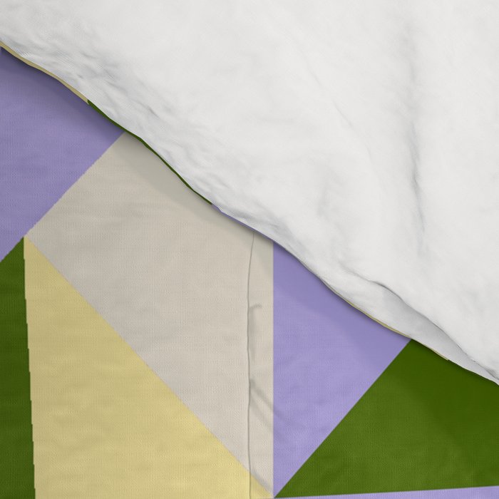 Lavender Triangle Pattern  Calm Geometric Abstract in Cream yellow and Olive Green Comforter Gallery Image 4
