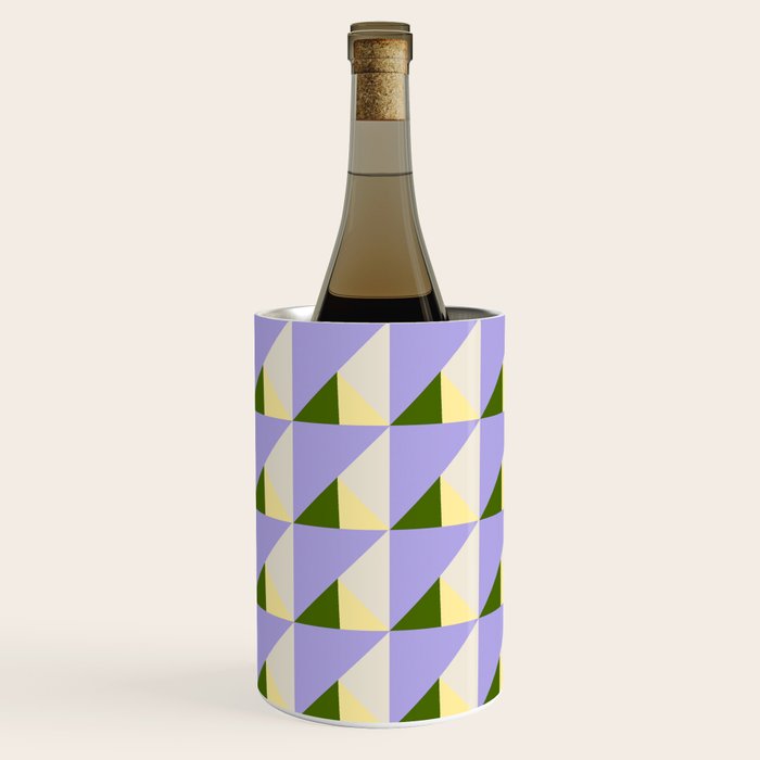 Lavender Triangle Pattern  Calm Geometric Abstract in Cream yellow and Olive Green Wine Chiller Gallery Image 3