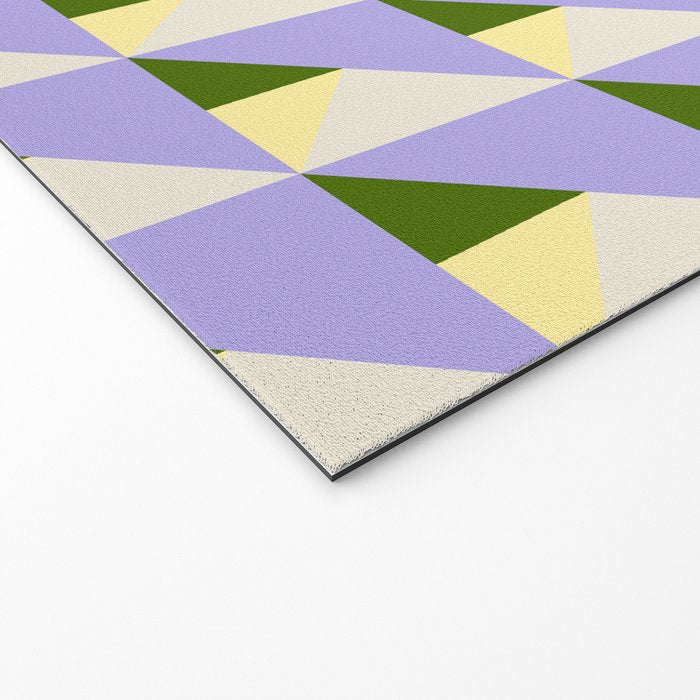 Lavender Triangle Pattern  Calm Geometric Abstract in Cream yellow and Olive Green Welcome Mat Gallery Image 2