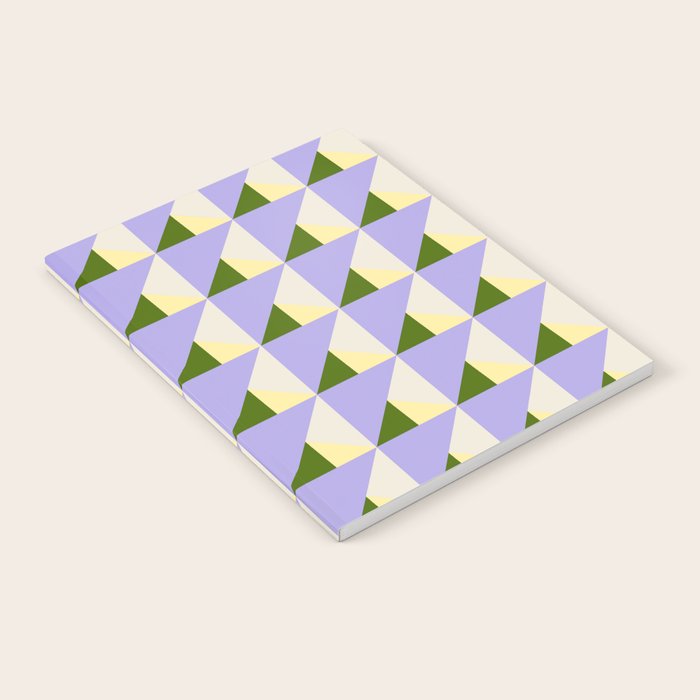 Lavender Triangle Pattern  Calm Geometric Abstract in Cream yellow and Olive Green Notebook Gallery Image 2