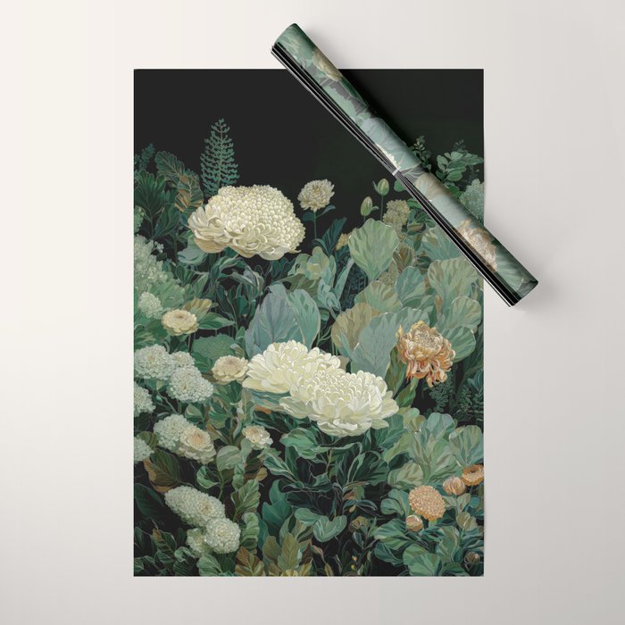 Japandi Wall Art Floral Print Maximalist Botanical Sage Green Flower Painting Japanese Forest poster Wrapping Paper Gallery Image 1