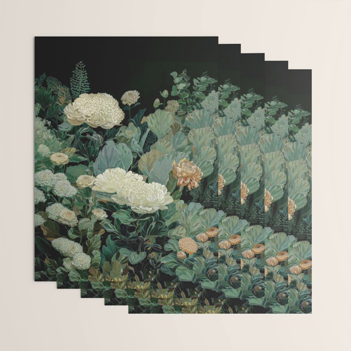 Japandi Wall Art Floral Print Maximalist Botanical Sage Green Flower Painting Japanese Forest poster Wrapping Paper Gallery Image 3