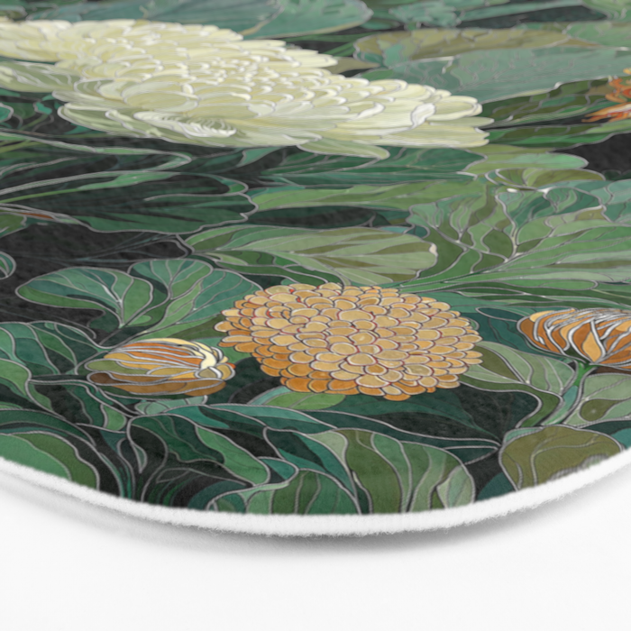Japandi Wall Art Floral Print Maximalist Botanical Sage Green Flower Painting Japanese Forest poster Bath Mat Gallery Image 3