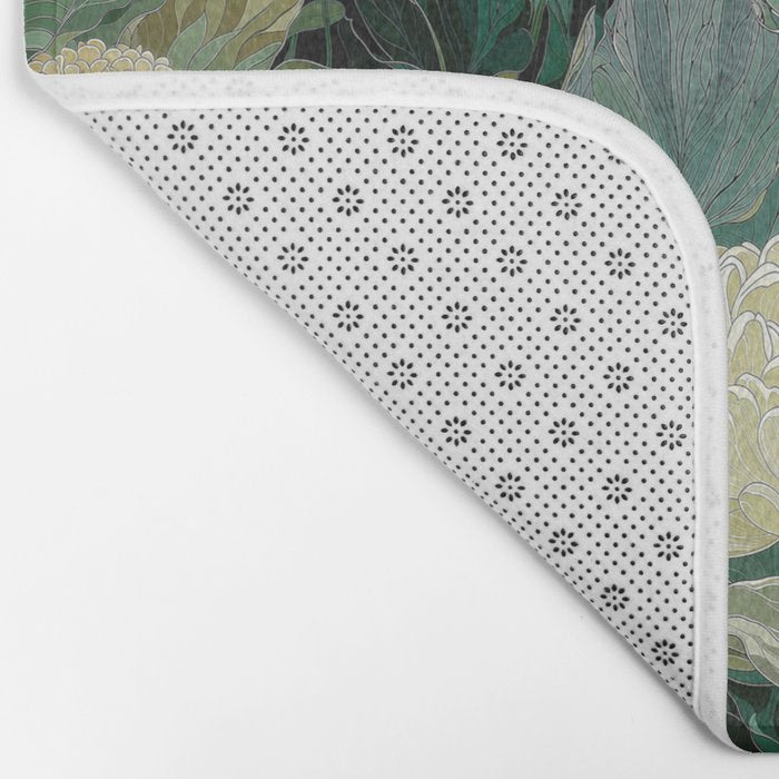 Japandi Wall Art Floral Print Maximalist Botanical Sage Green Flower Painting Japanese Forest poster Bath Mat Gallery Image 2