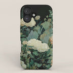 Japandi Wall Art Floral Print Maximalist Botanical Sage Green Flower Painting Japanese Forest poster iPhone Case Gallery Image 1
