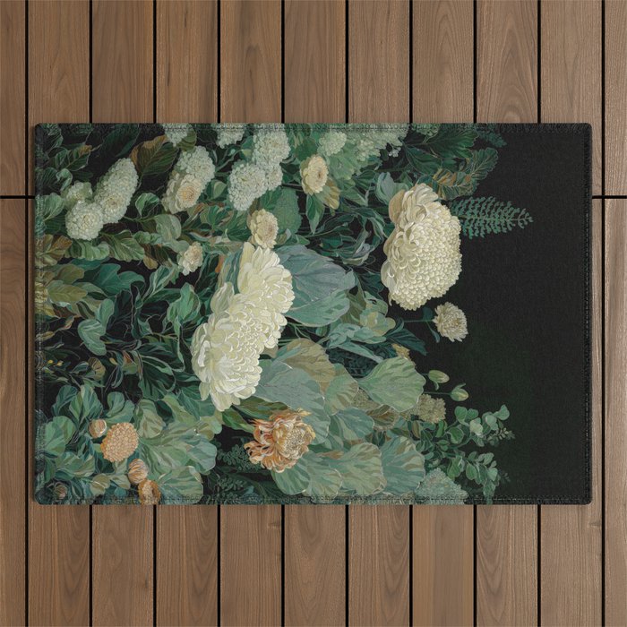 Japandi Wall Art Floral Print Maximalist Botanical Sage Green Flower Painting Japanese Forest poster Outdoor Rug Gallery Image 1