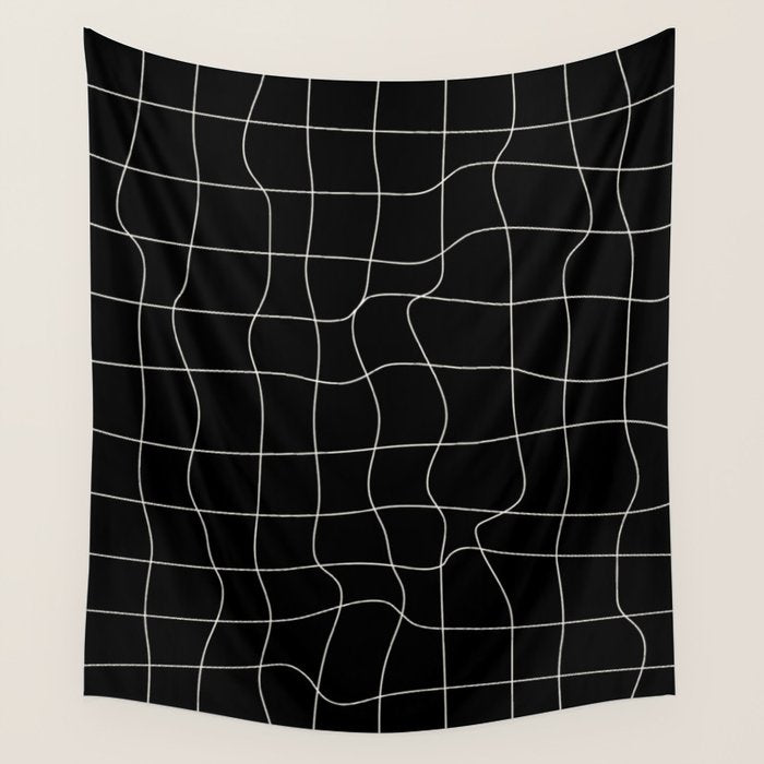 Warp Grid: Midnight Black Edition Wall Tapestry Gallery Image 1