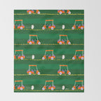 Retro Golf Cart Rides in Emerald Green & Orange Throw Blanket Gallery Image 2