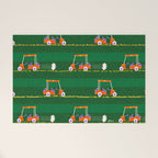 Retro Golf Cart Rides in Emerald Green & Orange Welcome Mat Gallery Image 1