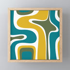 Retro Copacetic Mid Century Modern Abstract Mustard Olive Teal Mini Art Print Gallery Image 1