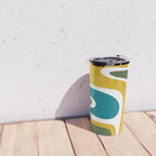 Retro Copacetic Mid Century Modern Abstract Mustard Olive Teal Travel Mug Gallery Image 4