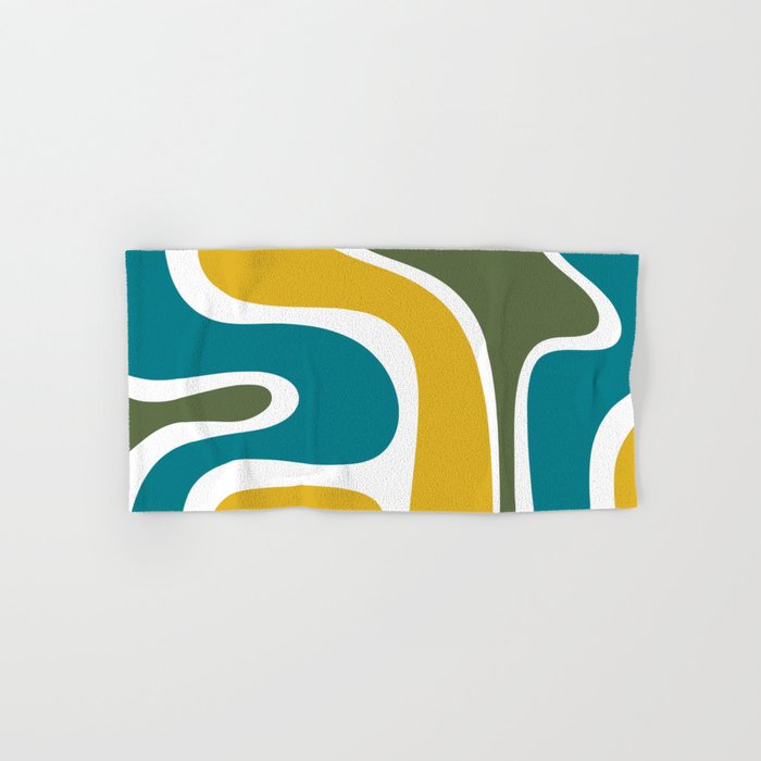 Retro Copacetic Mid Century Modern Abstract Mustard Olive Teal Bath Towel Gallery Image 1