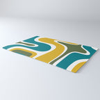 Retro Copacetic Mid Century Modern Abstract Mustard Olive Teal Rug Gallery Image 3