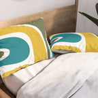 Retro Copacetic Mid Century Modern Abstract Mustard Olive Teal Pillow Sham Gallery Image 2