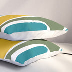 Retro Copacetic Mid Century Modern Abstract Mustard Olive Teal Pillow Sham Gallery Image 3
