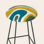 Retro Copacetic Mid Century Modern Abstract Mustard Olive Teal Stool Gallery Image 2