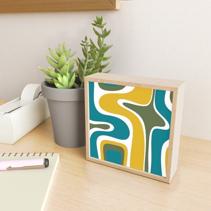 Retro Copacetic Mid Century Modern Abstract Mustard Olive Teal Mini Art Print Gallery Image 2