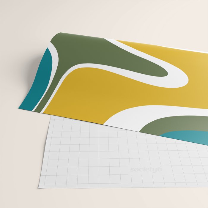 Retro Copacetic Mid Century Modern Abstract Mustard Olive Teal Wrapping Paper Gallery Image 2