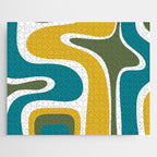Retro Copacetic Mid Century Modern Abstract Mustard Olive Teal Jigsaw Puzzle Gallery Image 1