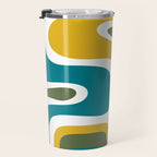 Retro Copacetic Mid Century Modern Abstract Mustard Olive Teal Travel Mug Gallery Image 3