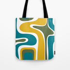 Retro Copacetic Mid Century Modern Abstract Mustard Olive Teal Tote Bag Gallery Image 1