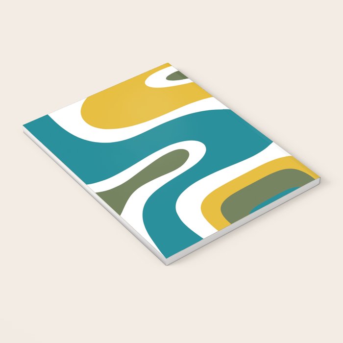 Retro Copacetic Mid Century Modern Abstract Mustard Olive Teal Notebook Gallery Image 3
