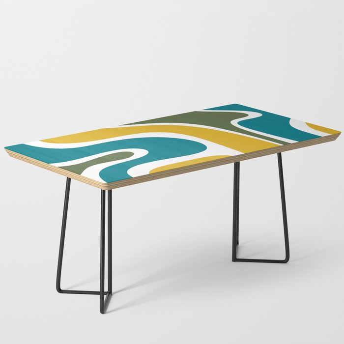 Retro Copacetic Mid Century Modern Abstract Mustard Olive Teal Coffee Table Gallery Image 1