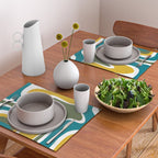 Retro Copacetic Mid Century Modern Abstract Mustard Olive Teal Placemat Gallery Image 2