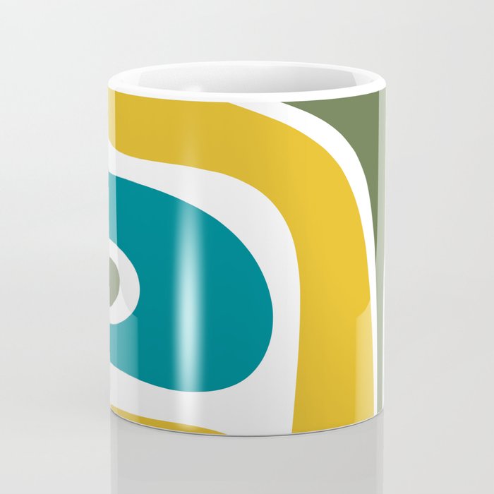 Retro Copacetic Mid Century Modern Abstract Mustard Olive Teal Coffee Mug Gallery Image 4