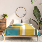 Retro Copacetic Mid Century Modern Abstract Mustard Olive Teal Comforter Gallery Image 3