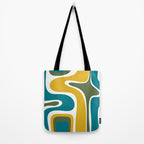 Retro Copacetic Mid Century Modern Abstract Mustard Olive Teal Tote Bag Gallery Image 2