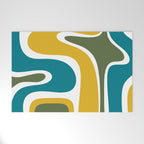 Retro Copacetic Mid Century Modern Abstract Mustard Olive Teal Welcome Mat Gallery Image 1
